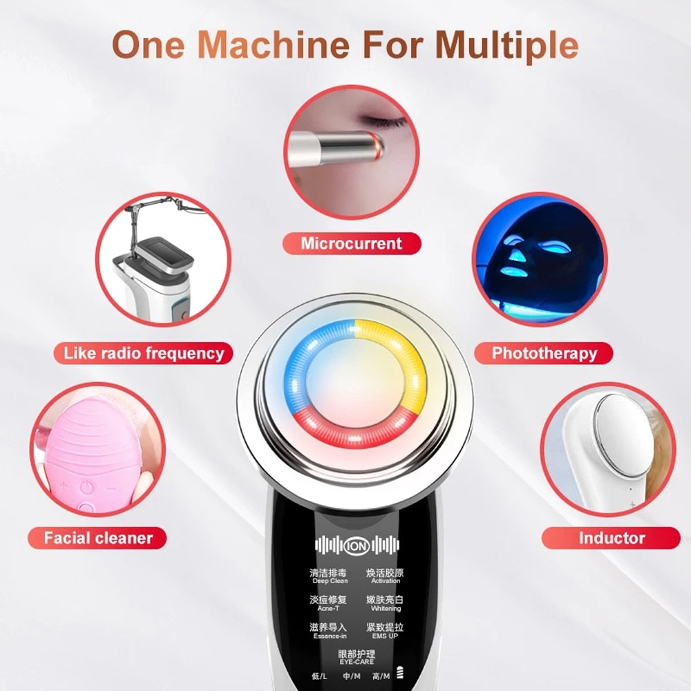 7 in 1 Face Massager RF Microcurrent Mesotherapy